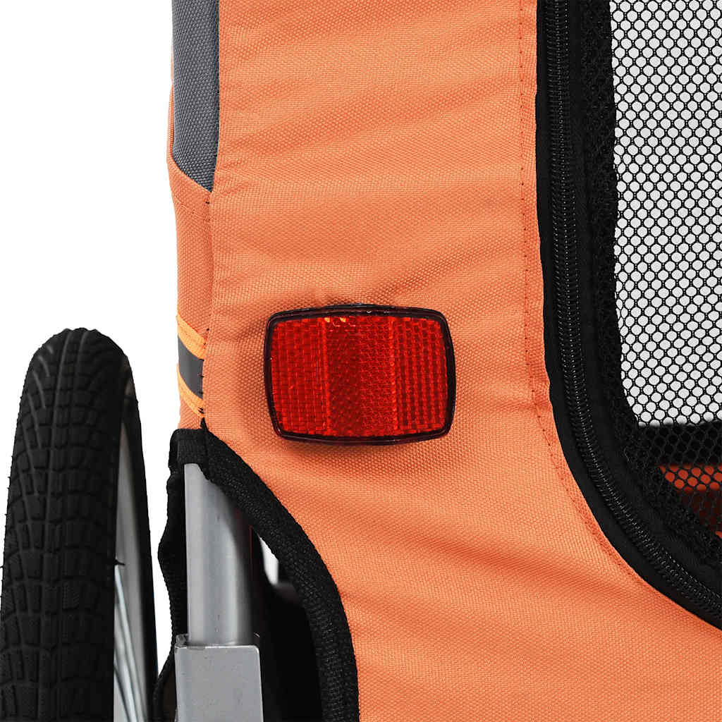 Pet transport trailer for bicycle orange and grey