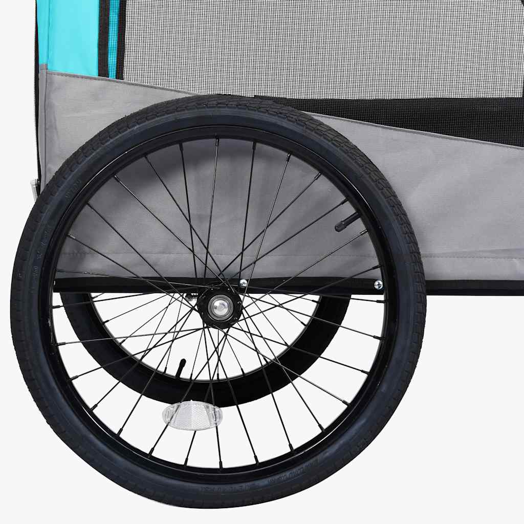 2-in-1 lemmikkikärry pyörään/juoksurattaat sininen ja harmaa