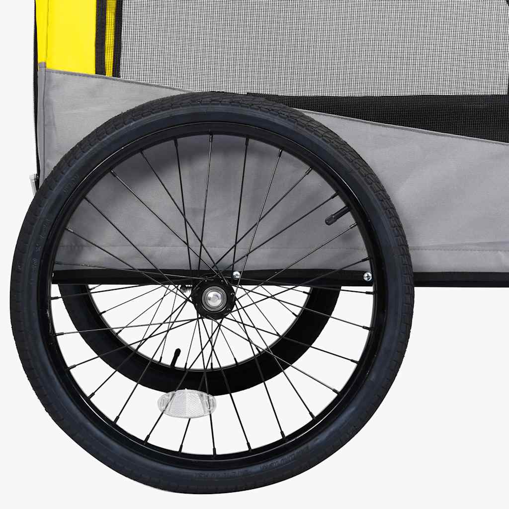 2-in-1 lemmikkikärry pyörään/juoksurattaat keltainen ja harmaa