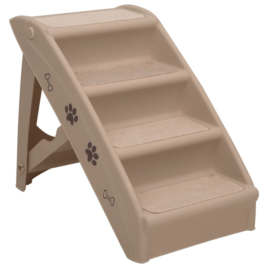 Foldable dog stairs brown 62x40x49.5 cm