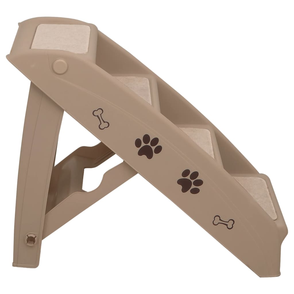Foldable dog stairs brown 62x40x49.5 cm