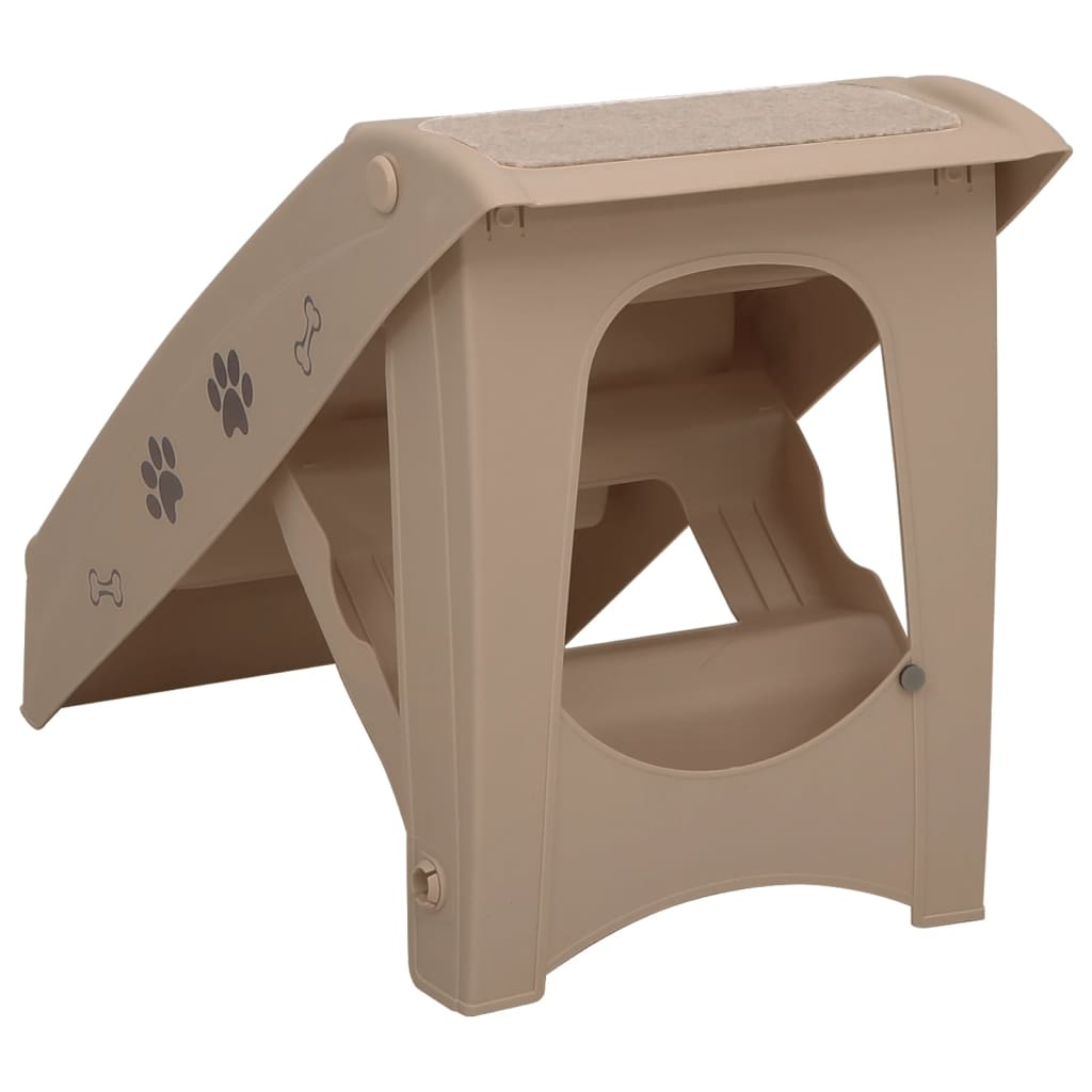 Foldable dog stairs brown 62x40x49.5 cm