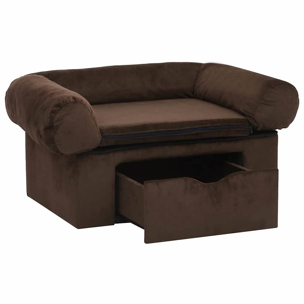 Koiran sohva vetolaatikolla ruskea 75x50x38 cm plyysi