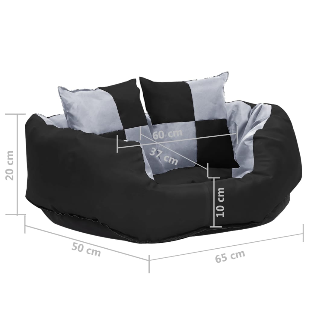 Double-sided washable dog pillow gray and black 65x50x20 cm