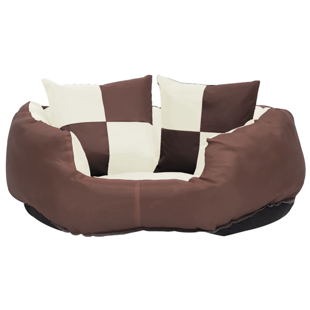 Double-sided washable dog pillow brown and cream 65x50x20 cm