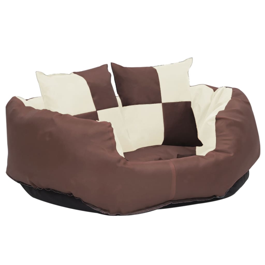 Double-sided washable dog pillow brown and cream 65x50x20 cm