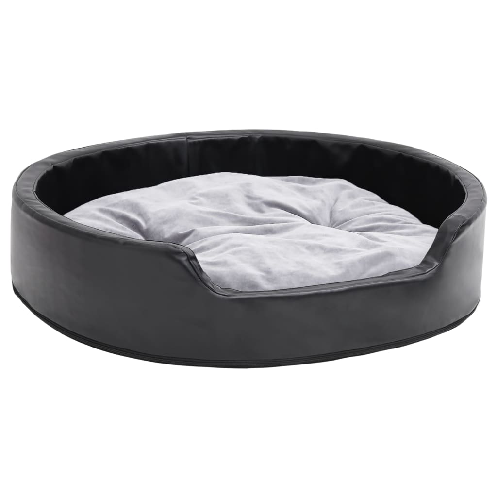 Dog bed black and gray 79x70x19 cm plush and faux leather