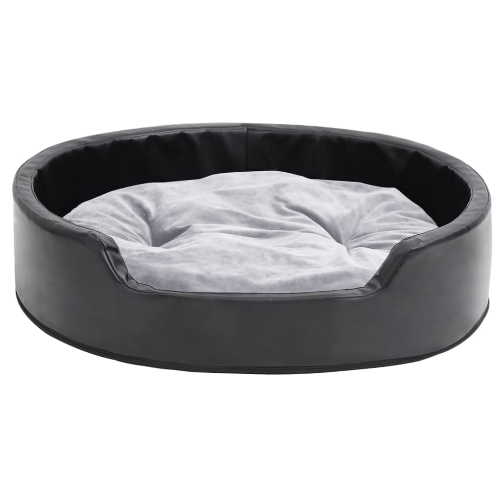Dog bed black and gray 79x70x19 cm plush and faux leather
