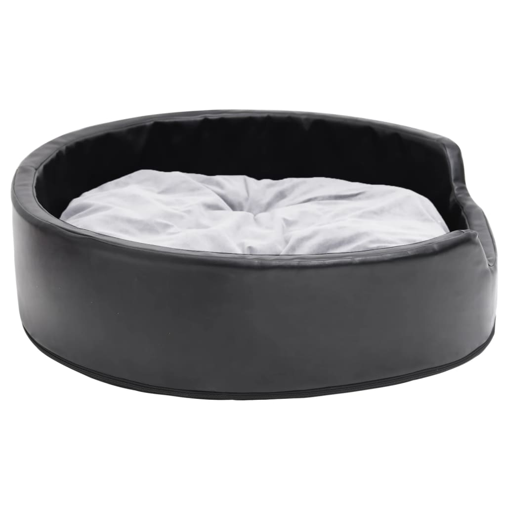 Dog bed black and gray 79x70x19 cm plush and faux leather