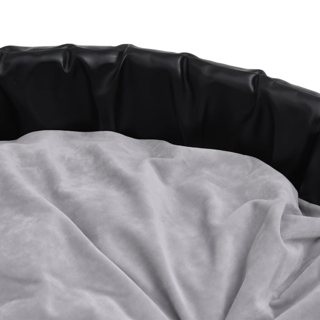 Dog bed black and gray 79x70x19 cm plush and faux leather