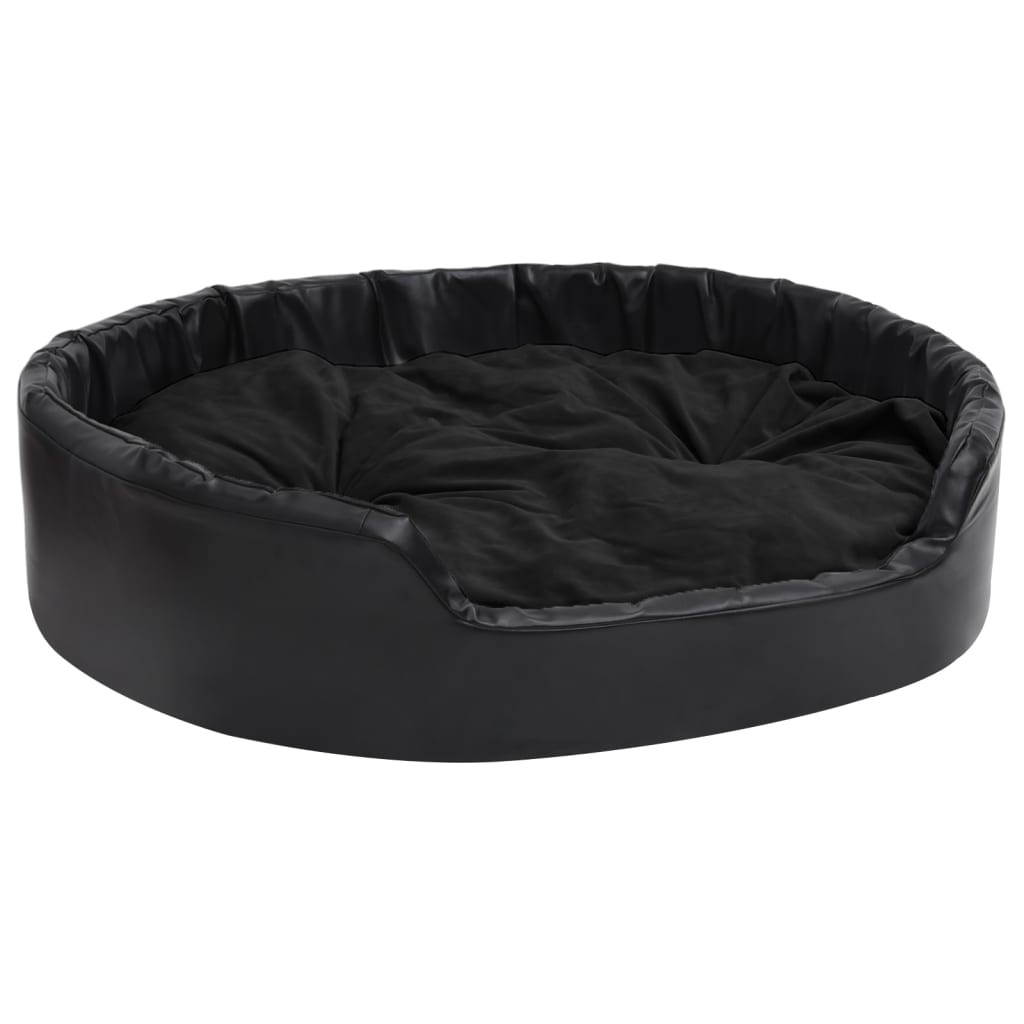 Dog bed black 99x89x21 cm plush and faux leather
