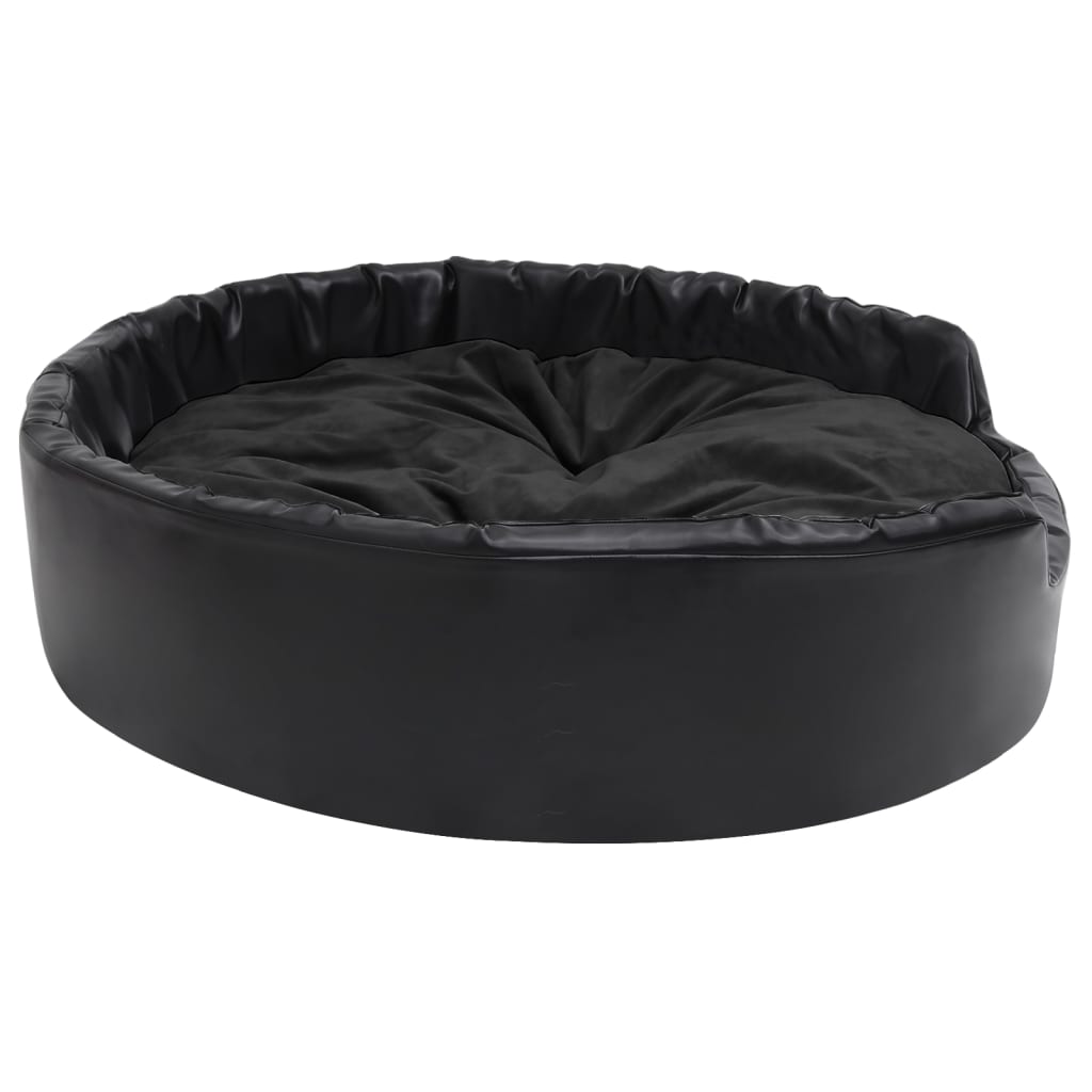 Dog bed black 99x89x21 cm plush and faux leather