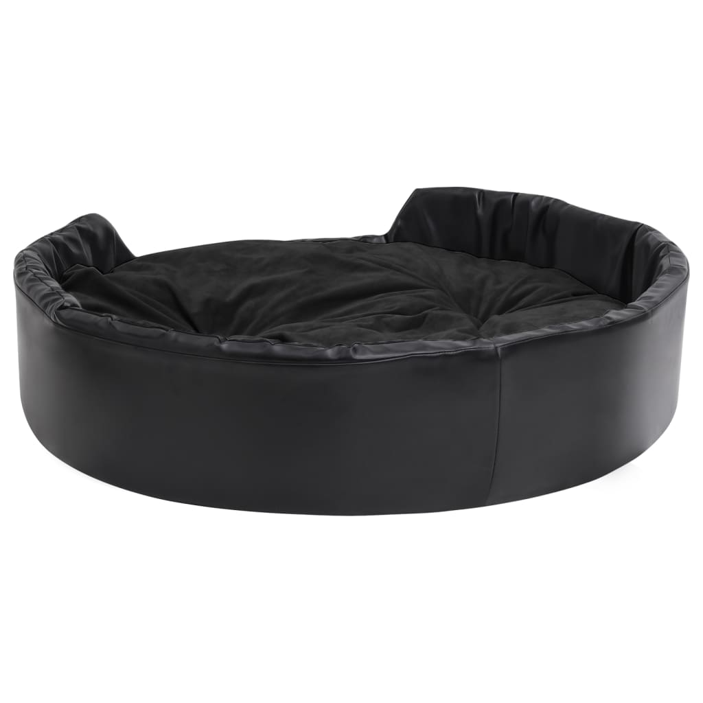Dog bed black 99x89x21 cm plush and faux leather