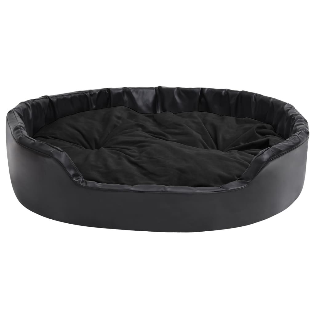 Dog bed black 99x89x21 cm plush and faux leather