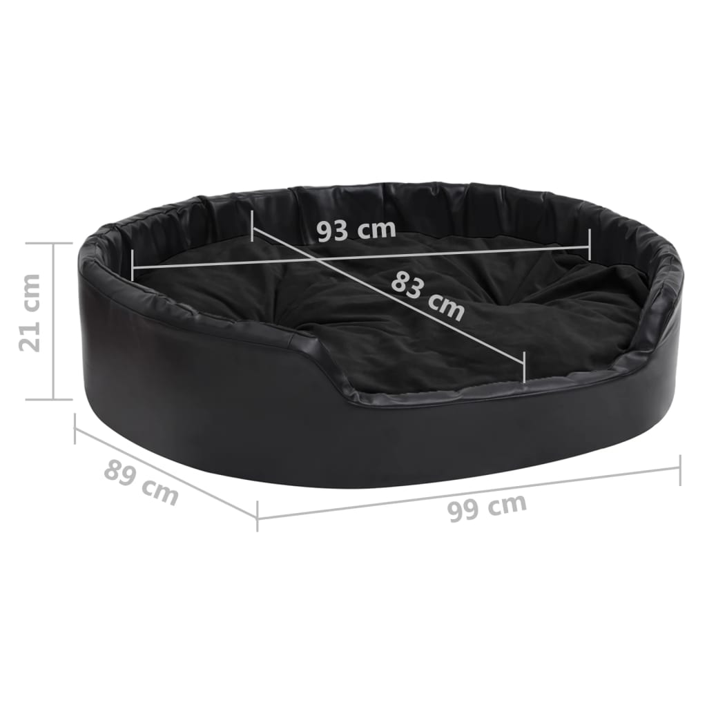 Dog bed black 99x89x21 cm plush and faux leather