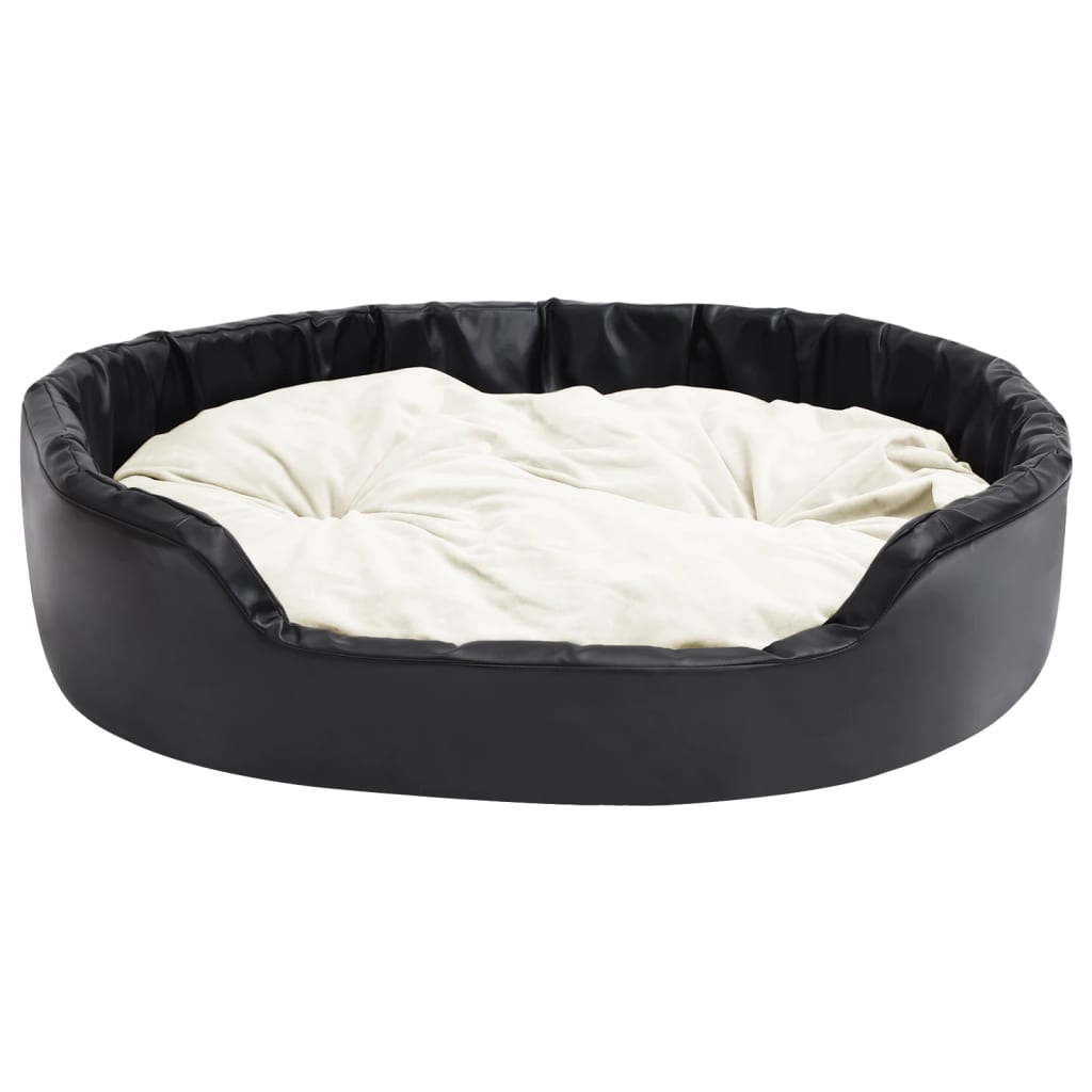 Dog bed black and beige 99x89x21 cm plush and faux leather