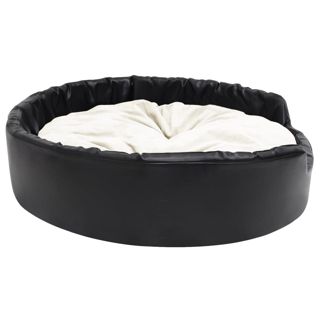 Dog bed black and beige 99x89x21 cm plush and faux leather