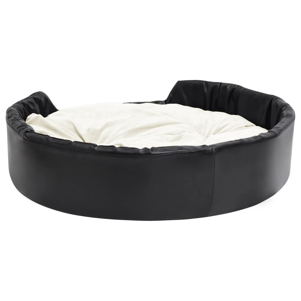 Dog bed black and beige 99x89x21 cm plush and faux leather