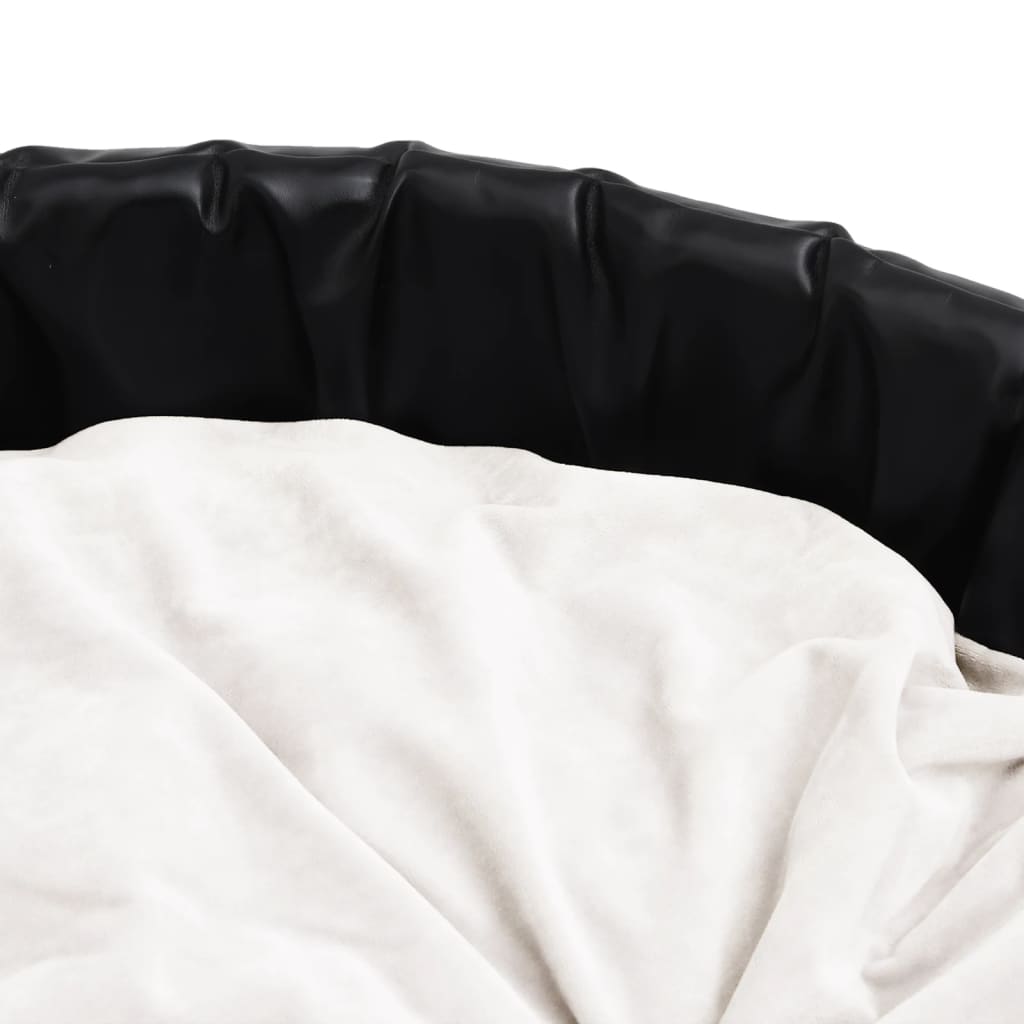 Dog bed black and beige 99x89x21 cm plush and faux leather