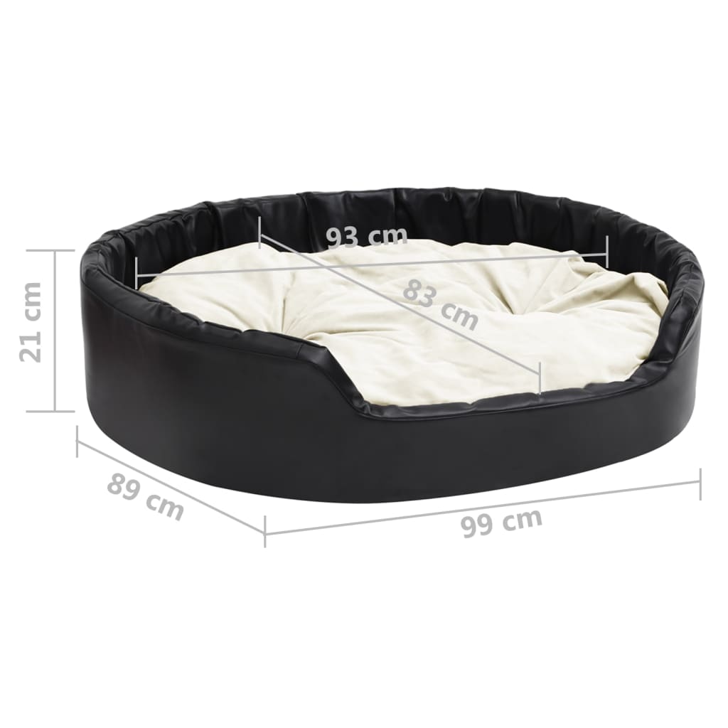 Dog bed black and beige 99x89x21 cm plush and faux leather
