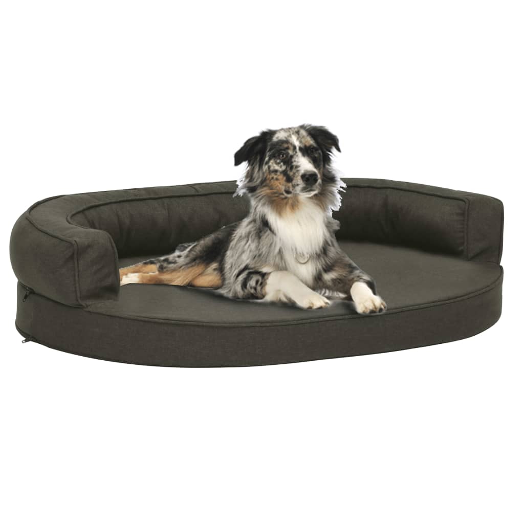 Ergonomic dog bed mattress 75x53 cm linen style dark grey