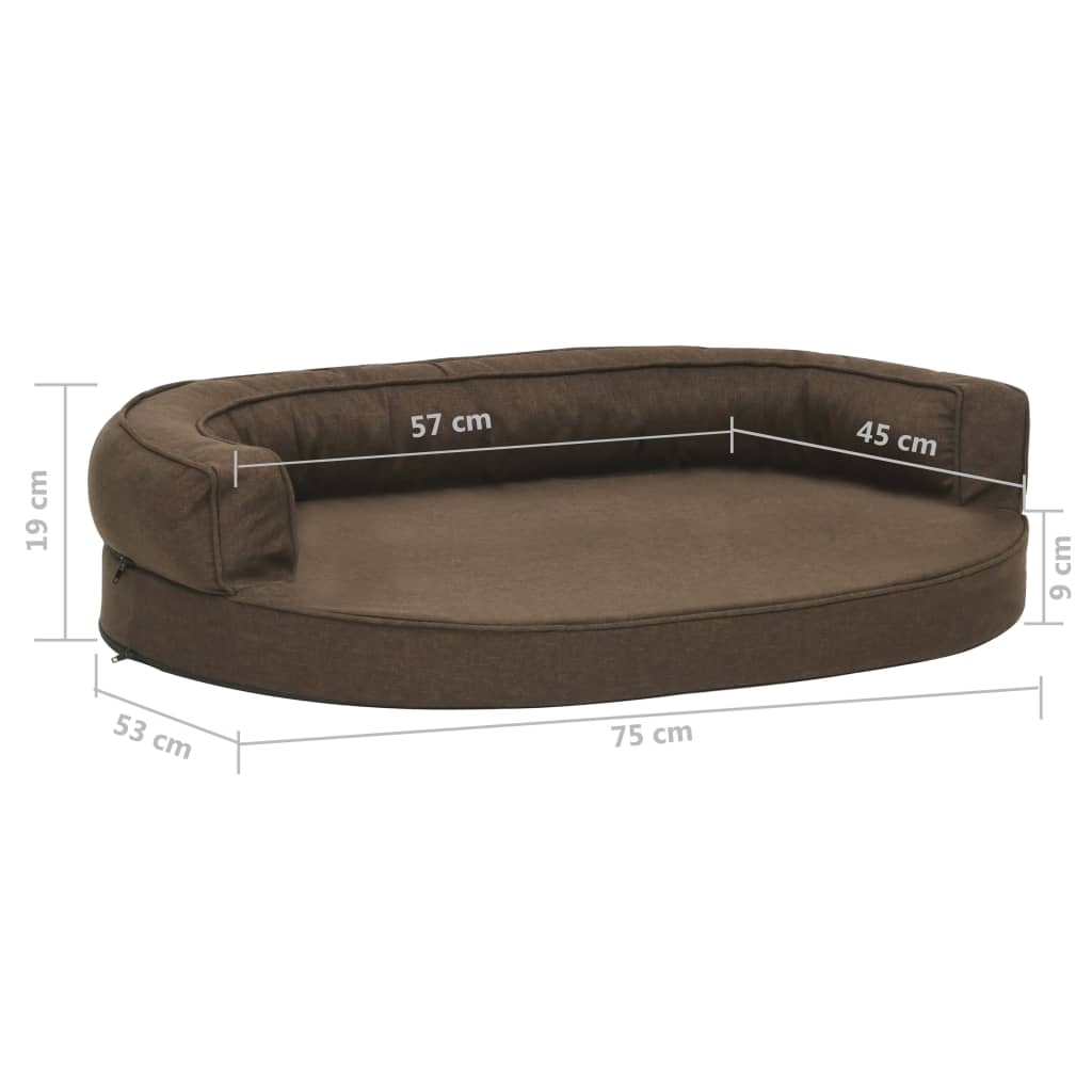 Ergonomic dog bed mattress 75x53 cm linen style brown