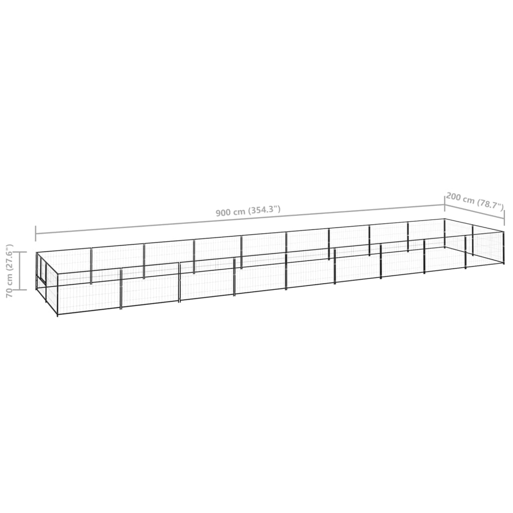 Dog cage black 18 m² steel