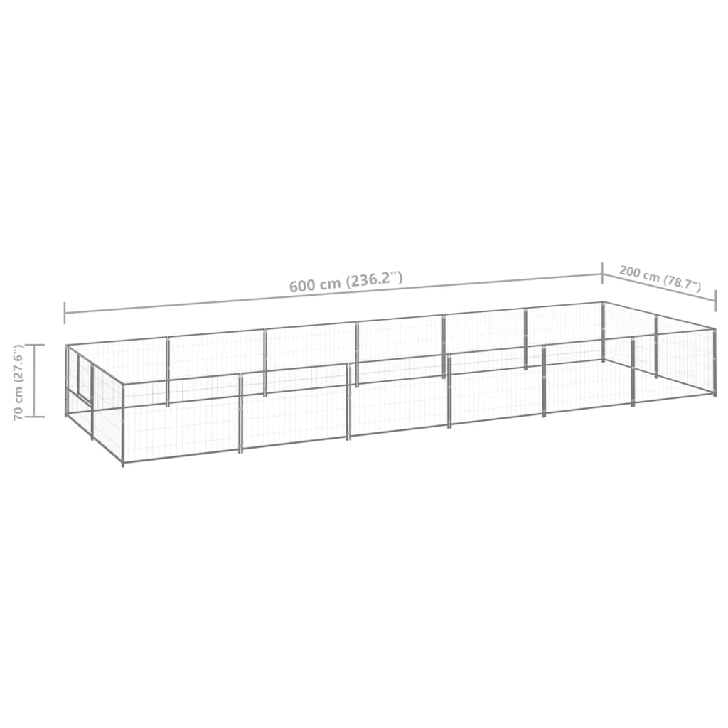 Dog cage silver 12 m² steel