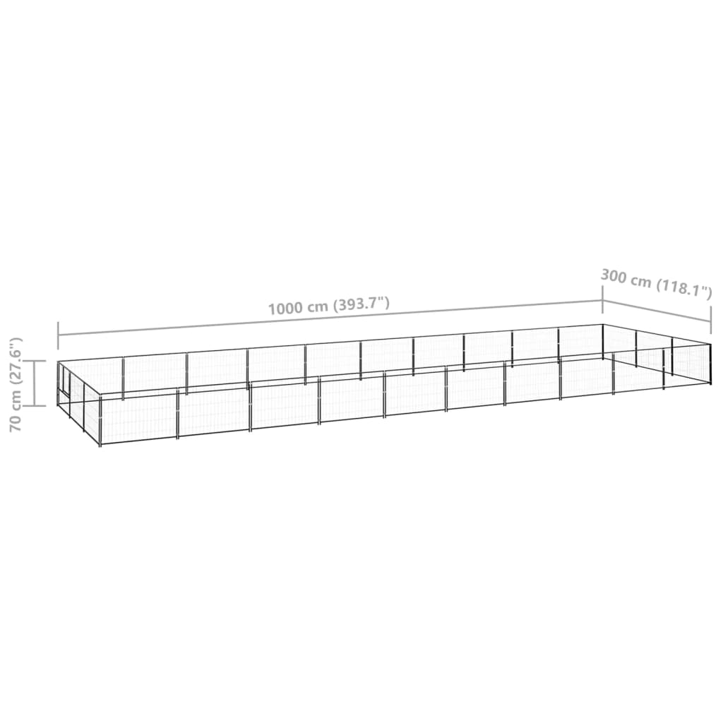 Dog cage black 30 m² steel