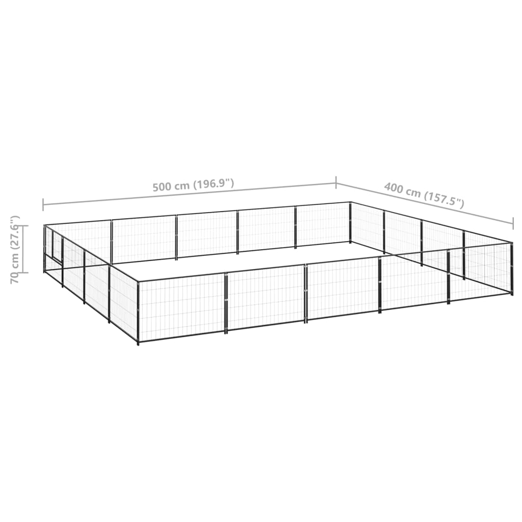 Dog cage black 20 m² steel