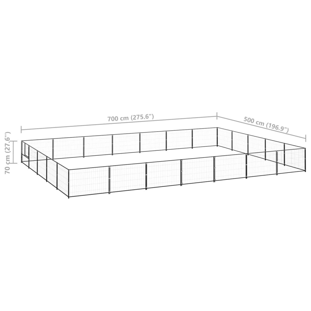 Dog cage black 35 m² steel