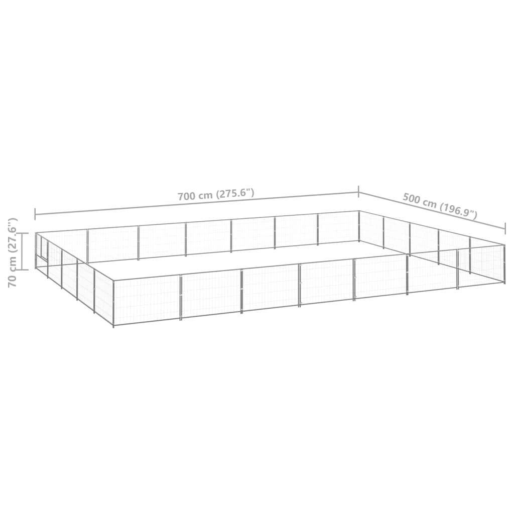 Dog cage silver 35 m² steel