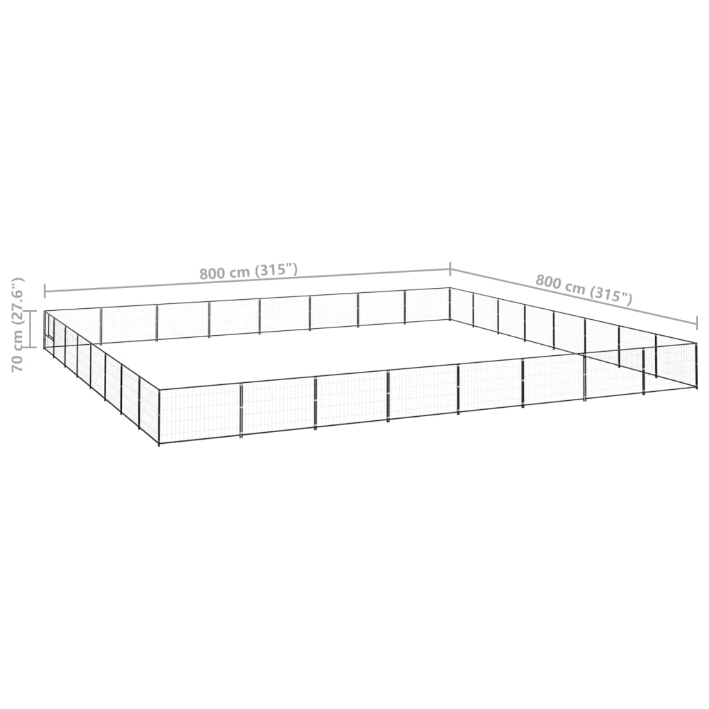 Dog cage black 64 m² steel