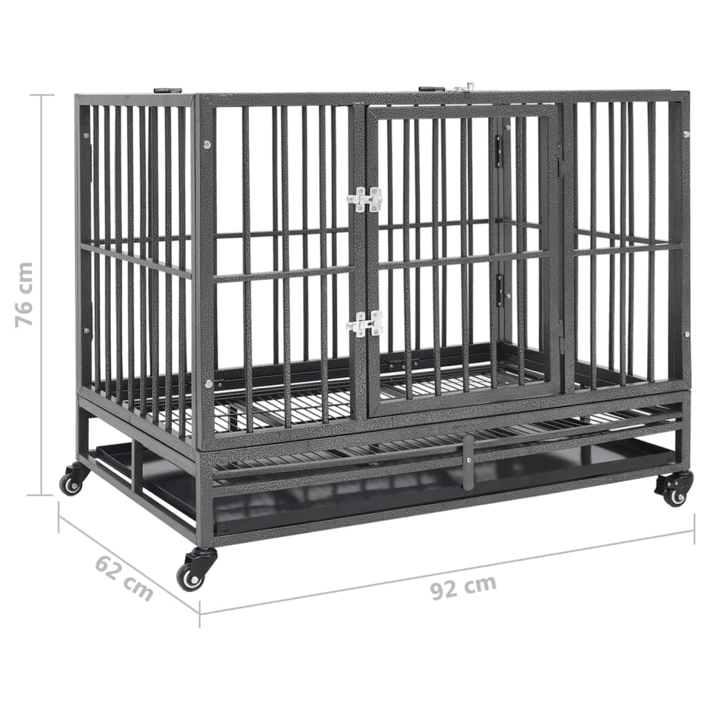 Dog cage on wheels steel 92x62x76 cm