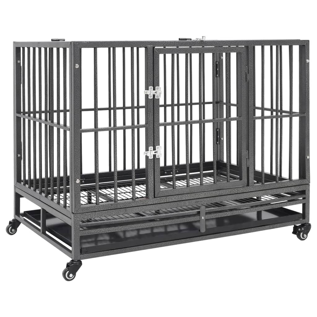 Dog cage on wheels steel 102x72x85 cm