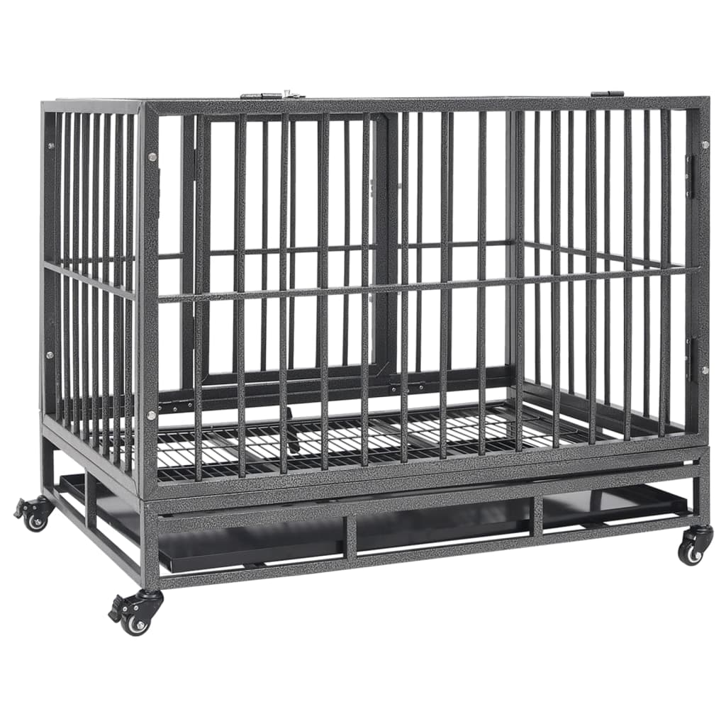 Dog cage on wheels steel 102x72x85 cm