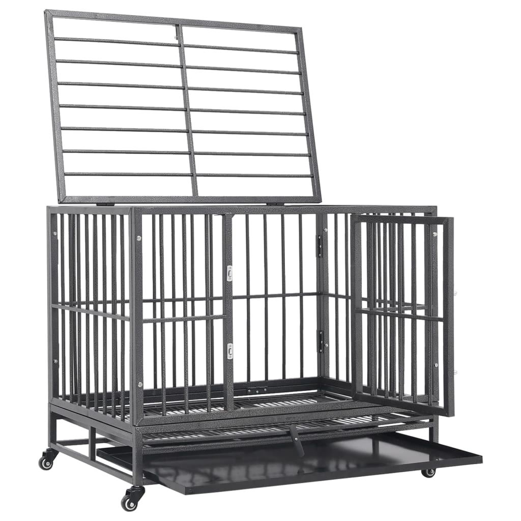 Dog cage on wheels steel 102x72x85 cm