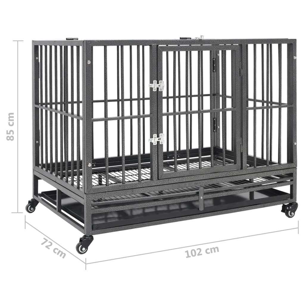 Dog cage on wheels steel 102x72x85 cm