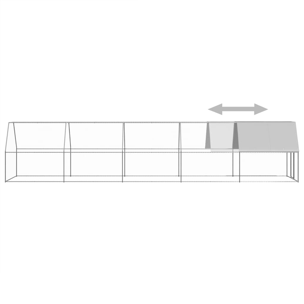 Outdoor chicken coop 2x10x2 m galvanized steel