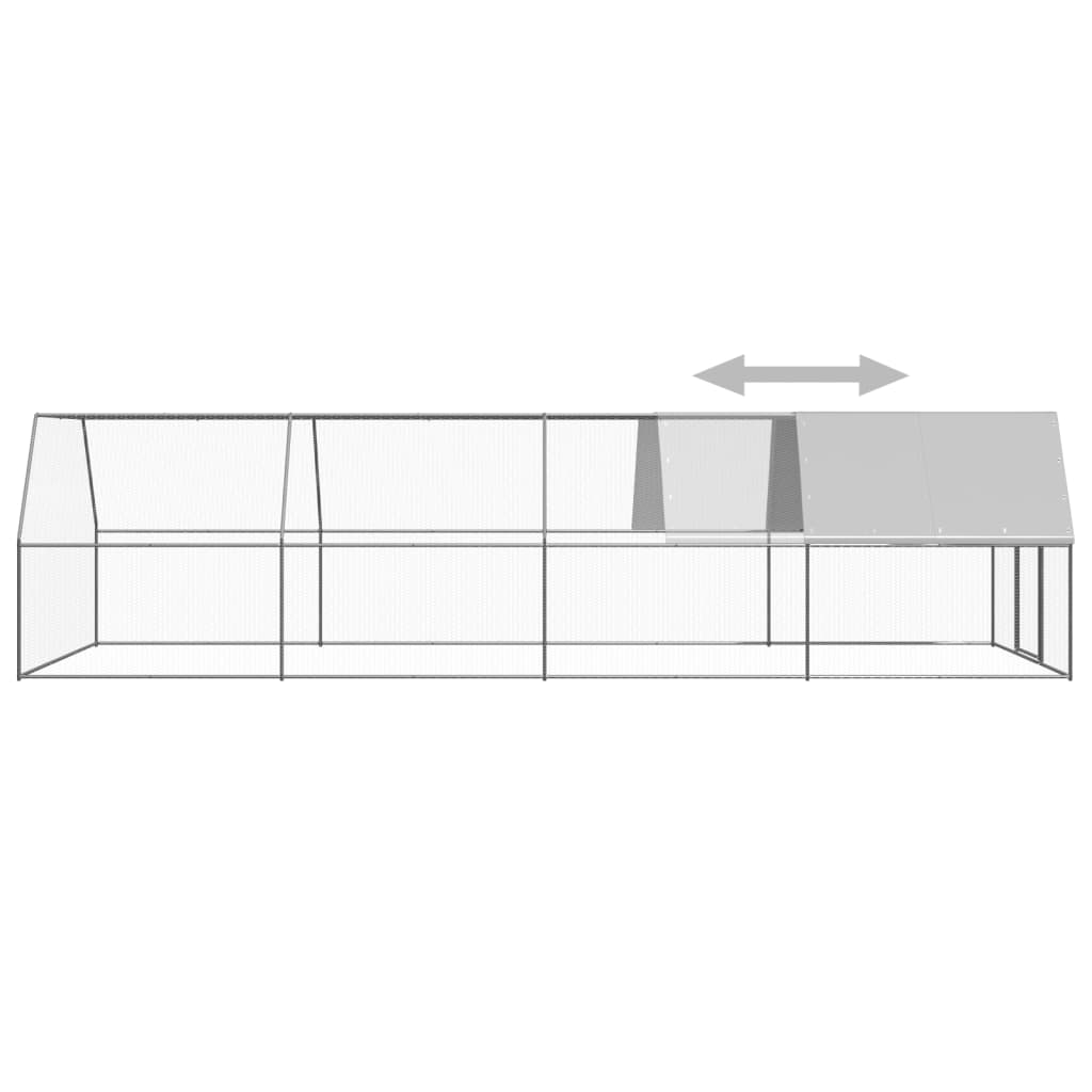 Outdoor chicken coop 3x8x2 m galvanized steel