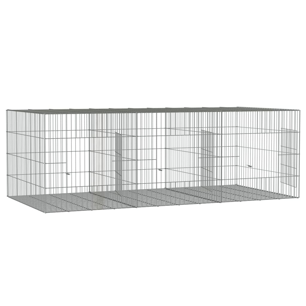 3-panel Rabbit Cage 163x79x54 cm galvanized iron