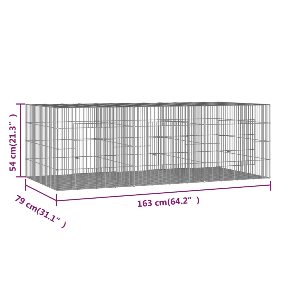 3-panel Rabbit Cage 163x79x54 cm galvanized iron