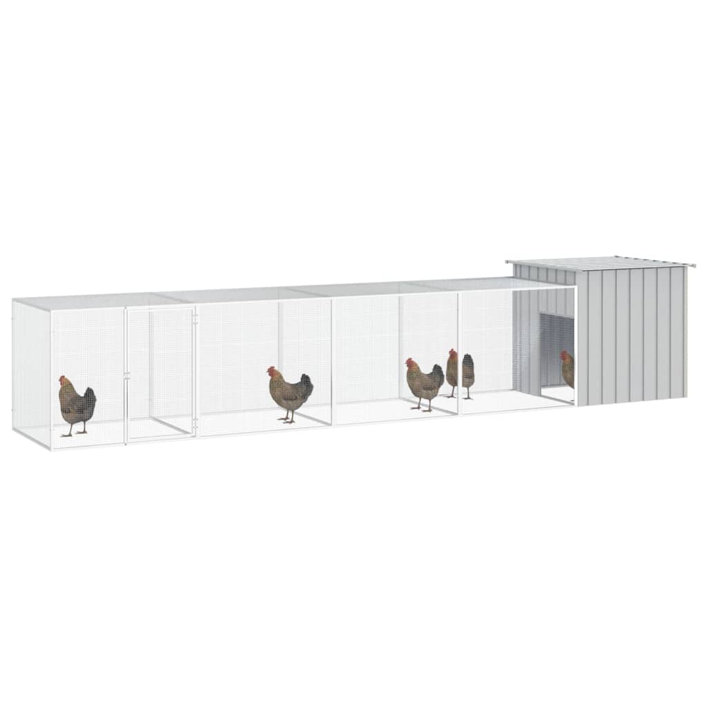 Chicken coop grey 500x91x100 cm galvanized steel