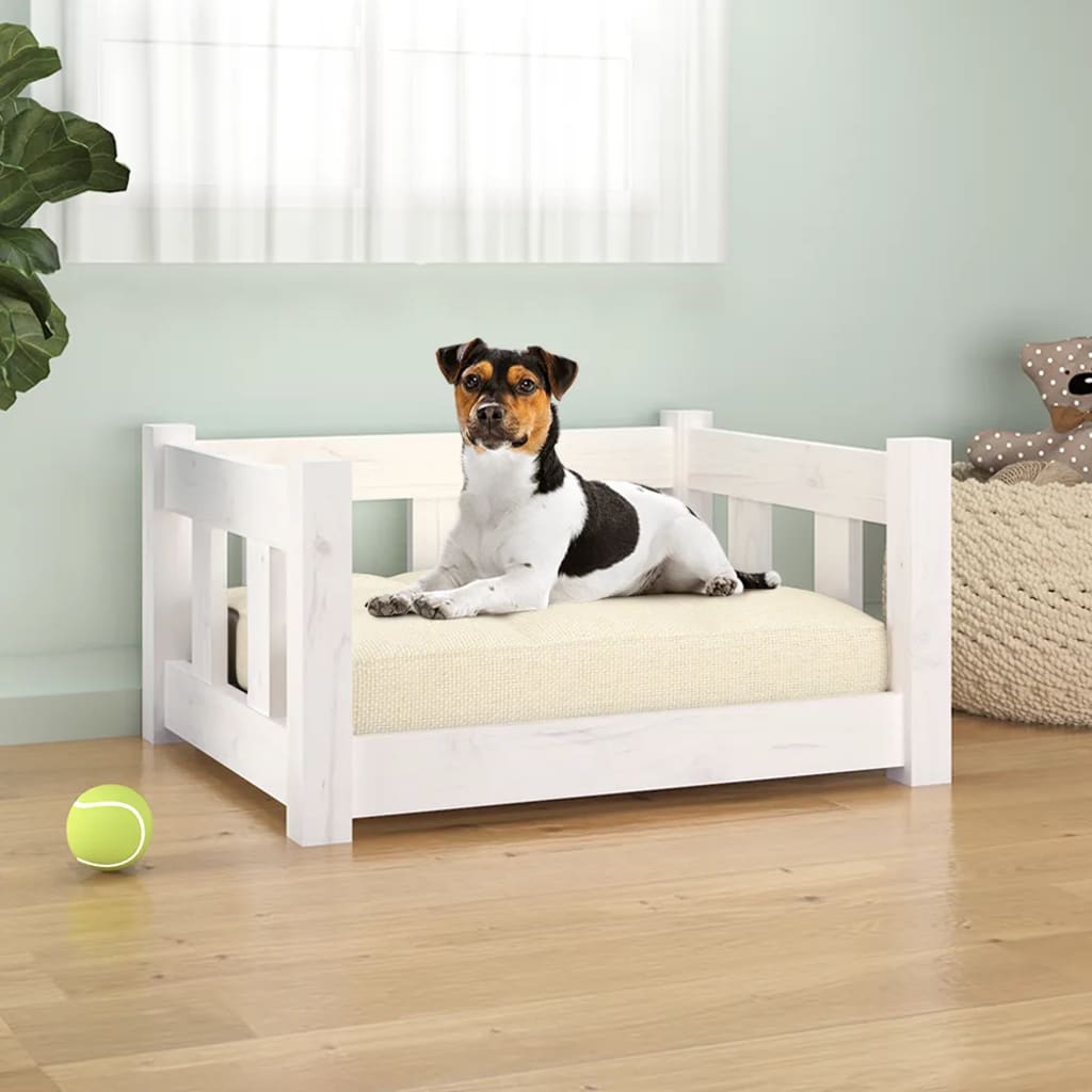 Dog bed white 55.5x45.5x28 cm solid pine