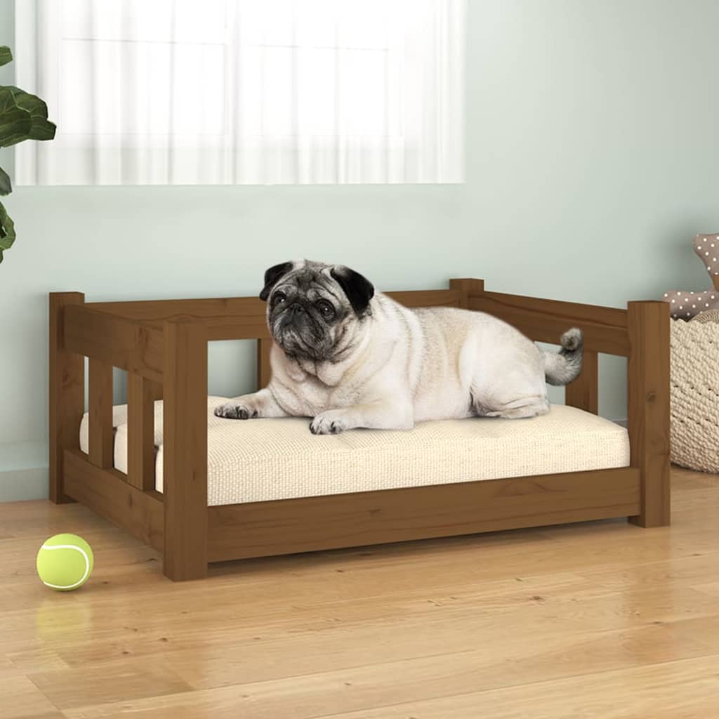 Dog bed honey brown 65.5x50.5x28 cm solid pine