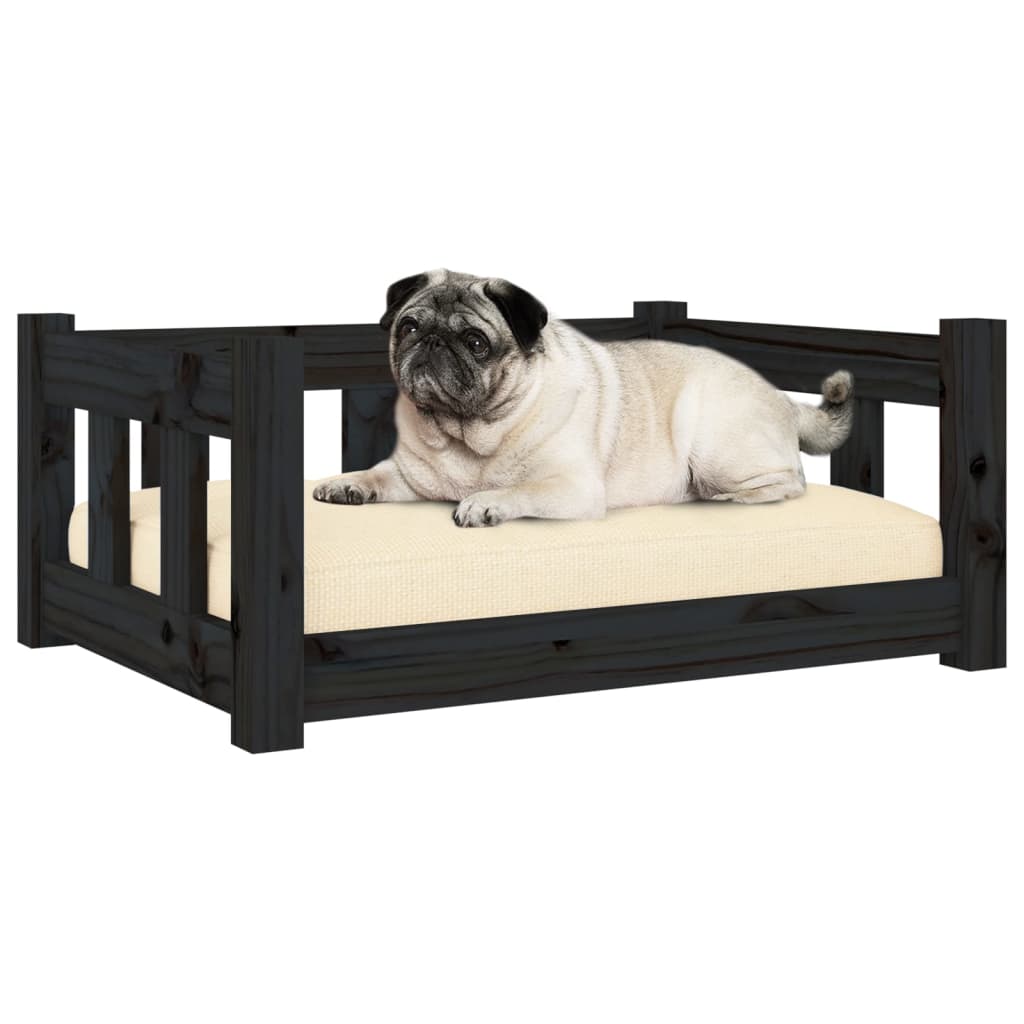 Dog bed black 65.5x50.5x28 cm solid pine