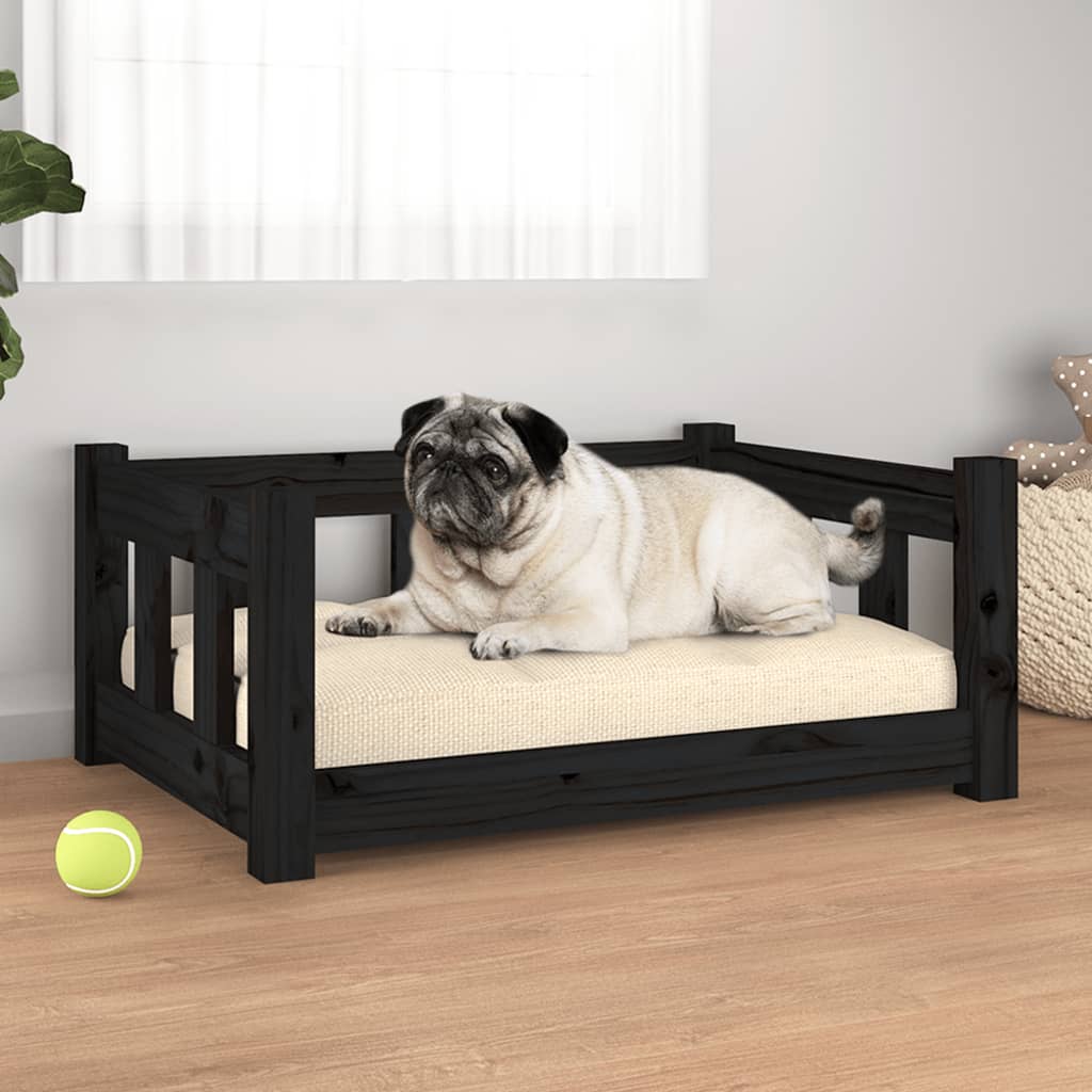 Dog bed black 65.5x50.5x28 cm solid pine