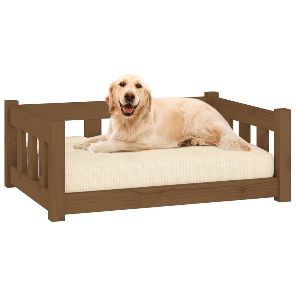 Dog bed honey brown 75.5x55.5x28 cm solid pine