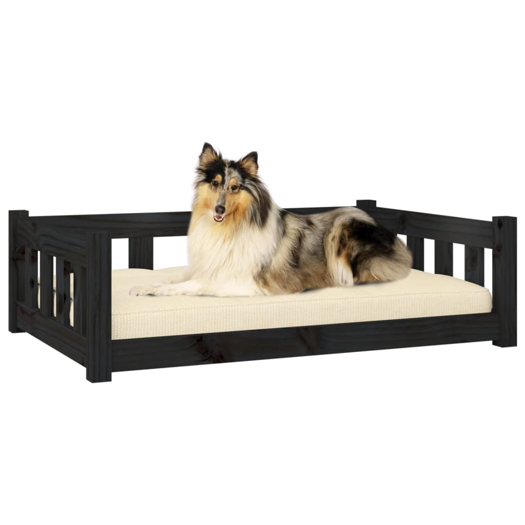 Dog bed black 95.5x65.5x28 cm solid pine