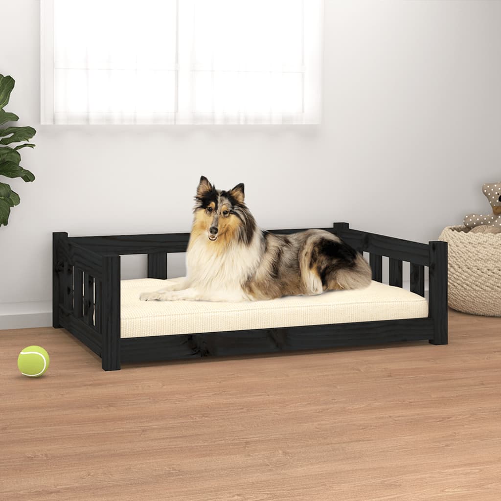 Dog bed black 95.5x65.5x28 cm solid pine